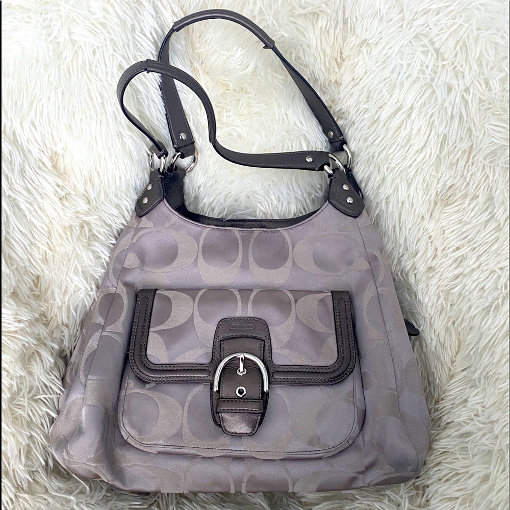 Coach Campbell Signature Logo Sateen Shoulder Handbag